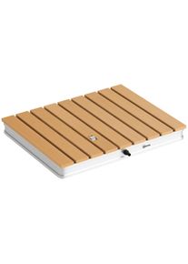 Outsunny Floor shower Garden shower with adjustable foot wheel Aluminum up to 4 m fountain height 70 x 55 cm Natural wood | Aosom Ireland
