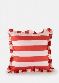 Housse de coussin ray&eacute;e &agrave; volants - rouge - taille 40x40 cm - Microfibres - bonprix