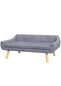 PawHut Pet Sofa Dog Sofa, Scandinavian Design, Removable Padding, Velvet Look, 102 cm x 58.5 cm x 42.5 cm, Gray + Natural | Aosom Ireland