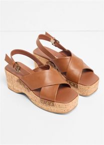 Sandalettes compens&eacute;es - marron - taille 42 - bonprix