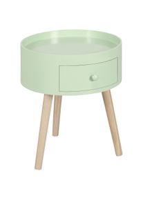 HOMCOM Coffee table bedside table round nightstand Scandinavian design end table with drawer tapered angled legs | Aosom Ireland