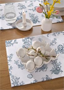 Lot de 6 &oelig;ufs d&eacute;co avec support - blanc - taille 8,5 cm - bonprix