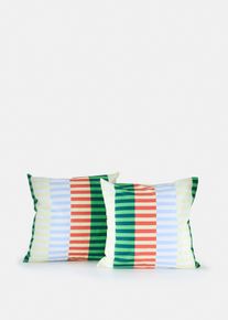 Lot de 2 housses de coussin &agrave; rayures color&eacute;es - vert - taille 40x40 cm - 100% coton - bonprix