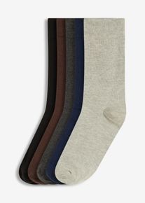 Lot de 5 paires de chaussettes &agrave; bord non comprimant coton majoritaire - noir - taille 43-46 avec coton - bonprix