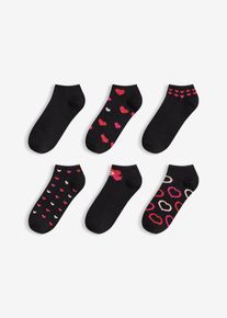 Lot de 6 paires de socquettes - noir - taille 35-38 avec coton - bonprix