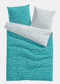 Parure de lit r&eacute;versible en coton m&eacute;lang&eacute; - bleu - taille 135x200 cm avec coton - bonprix