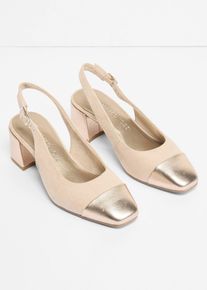 Escarpins slingback Marco Tozzi &agrave; talon carr&eacute; - beige - taille 36 - bonprix
