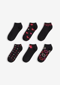 Lot de 6 paires de socquettes - noir - taille 39-42 avec coton - bonprix