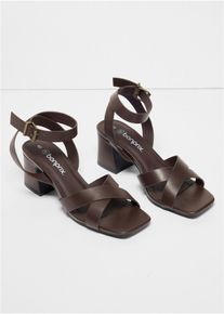 Sandalettes &agrave; talon carr&eacute; - marron - taille 39 - bonprix