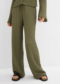 Pantalon large &agrave; taille &eacute;lastiqu&eacute;e en cr&ecirc;pe - vert - taille 46/48 (L) - bonprix