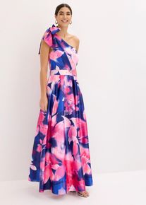 Robe asym&eacute;trique en satin brillant - bleu - taille 36 - bonprix