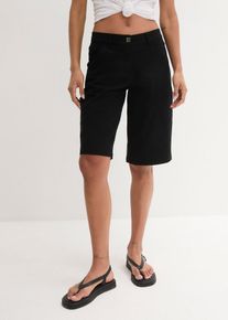 Bermuda en coton longueur genou d&eacute;tails utilitaires - noir - taille 42 avec coton - bonprix