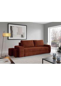Livetastic , Rostfarben , Textil , F&uuml;llung: Polyurethan (Pur), Silikon , 258x98x95 cm , Made in EU , Wohnzimmer, Sofas & Couches, Schlafsofas, Schlafsofas