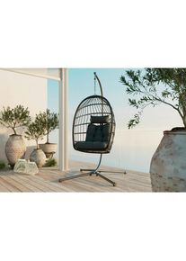 Ambia Garden H&auml;ngesessel, Grau, Schwarz, Dunkelgrau, Metall, Kunststoff, Textil, F&uuml;llung: Polyester,Polyester, 100x198x100 cm, wetterbest&auml;ndig, Gartenm&ouml;bel, Gartenschaukeln, H&auml;ngesessel