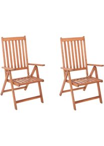 Gartensessel Merxx "Vitoria", braun, B:59cm H:113cm T:70cm, Sessel, Gartensessel, 2er Set, Eukalyptusholz, klappbar, verstellbar, braun, Topseller