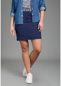 Cargorock Kangaroos, Damen, Gr. 46, marine, Popeline, Obermaterial: 63% Baumwolle, 34% Polyamid, 3% Elasthan, ausgestellt kniefrei, R&ouml;cke Cargorock, mit G&uuml;rtel, kniefrei, aus Popeline, mit Eingrifftaschen