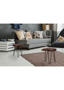 Beistelltisch Kayoom "Woody 310, Beistelltisch aus Naturmaterial, Holz-Tischplatte", beige (natural), Tische, B/H/T: 30cm x 40cm x 30cm, Platte: 100% Dattelholz klar lackiert, Gestell: 100% Eisen, Beistelltisch, Naturbelassener Design-Beistelltisch, Holz-Tischplatte, B:30cm H:40cm T:30cm