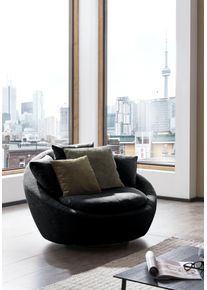 Drehsessel Trendmanufaktur "Maui, inklusive 2 R&uuml;ckenkissen und 1 Zierkissen, moderne Optik", schwarz (jet schwarz), B:130cm H:80cm T:112cm, 100% Polyester, Sessel, Drehsessel, Sessel mit Drehfunktion, frei im Raum Stellbar, XXL Sessel