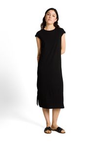 Shirtkleid Tom Tailor Denim, Damen, Gr. XXL, N-Gr, deep schwarz, Web, Obermaterial: 61% Polyester, 32% Viskose, 7% Elasthan, unifarben, k&ouml;rpernah knielang, Rundhals, Kleider Shirtkleid