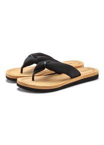 Badezehentrenner ELBSAND "Sandale,Badelatsche,Flip Flop,Mule, Pantolette,Badeschuhe,Sommerschuhe", M&auml;dchen, Gr. 38, Textil, schwarz, Obermaterial: 100% Textilmaterial. Decksohle: 100% Synthetik. Futter: 100% Textilmaterial. Laufsohle: 100% Synthetik, kontrastfarbene Details, Schuhe Badezehentrenner, Zehentrenner mit wasserabweisender und ultraleichter Sohle VEGAN