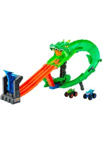 Hotwheels Autorennbahn HOT WHEELS "Hot Wheels Monster Trucks Drachenangriff", bunt, Autorennbahnen, KinderB:60cm H:53cm T:36cm, Kunststoff, Autorennbahn, inklusive 2 Spielzeugtrucks, B:60cm H:53cm T:36cm