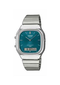 Chronograph CASIO VINTAGE, edelstahlfarben, gr&uuml;n, Armbanduhren, Damen, Chronograph, Quarzuhr, Armbanduhr, Damenuhr, Herrenuhr, Edelstahlarmband, analog