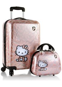 Kinderkoffer Heys "Kinderreiseset Hello Kitty ros&eacute;gold", M&auml;dchen, Gr. B/H/T: 34cm x 53cm x 24cm 31,8 l, rosa (ros&eacute;gold), Polycarbonat-Verbundwerkstoff, mehrfarbig, festlich, Koffer Kinderkoffer, Heys Kindertrolley Handgep&auml;ck-Koffer