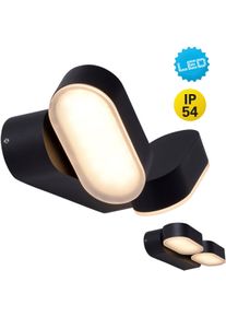 N&auml;ve LED Au&szlig;en-Wandleuchte N&Auml;VE "Motus", schwarz, B:10cm H:5,4cm L:23cm, Leuchten, LED Au&szlig;en-Wandleuchte, 2 bewegliche Lichtbl&ouml;cke incl. 60 LED schwarz warmwei&szlig; IP 54