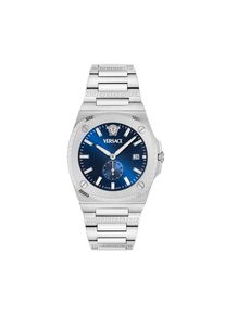 Quarzuhr Versace "TOLOMEO", silberfarben, blau, Armbanduhren, Damen, Quarzuhr, Armbanduhr, Damenuhr, Herrenuhr, Swiss Made, Edelstahlarmband, analog