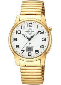 Funkuhr MASTER TIME, gold (goldfarben), Armbanduhren, Damen, Funkuhr, Quarzuhr, Armbanduhr, Herrenuhr, Edelstahlarmband, analog, digital