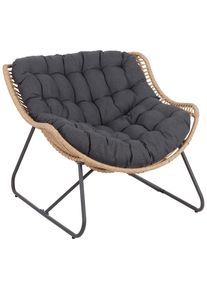 Ambia Garden Gartensessel, Anthrazit, Dunkelgrau, Hellbraun, Metall, Kunststoff, Textil, Kufe, 97x83.5x110.5 cm, wetterfest, Gartenm&ouml;bel, Gartensessel