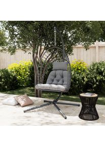 Ambia Garden H&auml;ngesessel, Grau, Metall, Textil, F&uuml;llung: Polyester,Polyester, 126x195x104 cm, UV-best&auml;ndig, R&uuml;ckenlehne umklappbar, Gartenm&ouml;bel, Gartenschaukeln, H&auml;ngesessel