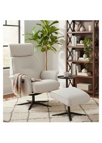 Livetastic , Creme , Holz, Metall, Textil , Eukalyptusholz , Sperrholz , 77x108x81 cm , Relaxfunktion , Wohnzimmer, Sessel, Relaxsessel