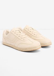 Sneaker con suola con effetto rafia, Beige, Taglia 38, bonprix