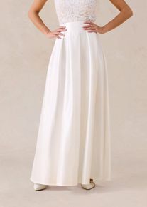 Gonna lunga in satin lucido, Bianco, Taglia 48, bonprix
