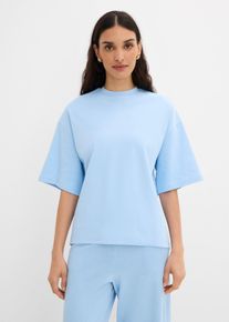 Maxi maglia con fondo asimmetrico in puro cotone biologico, Blu, Taglia 50/52 (L), bonprix