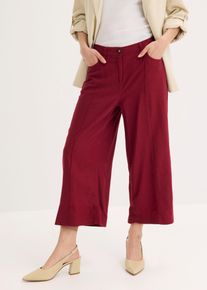 Pantaloni culotte in misto lino fresco con pieghe, Rosso, Taglia 48, bonprix