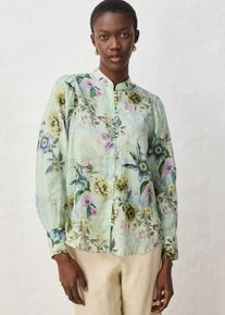 Blusa con volant in rami&egrave; rinfrescante, Verde, Taglia 54, bonprix