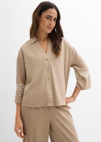 Camicetta in viscosa fluida, Marrone, Taglia 60, bonprix