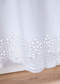 Tenda a vetro in cotone biologico con ricami traforati sul bordo, Bianco, Taglia 30x90 cm, bonprix