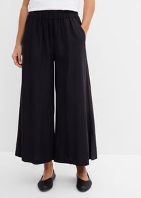Pantaloni a palazzo in misto lino, Nero, Taglia 60, bonprix
