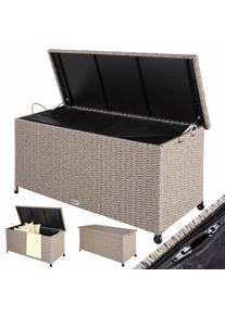 Casaria Polyrattan Auflagenbox Creme 117x53x60cm Rollen