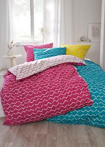 bonprix Lenjerie de pat reversibilă din material cu bumbac, roz, 1x 80/80 cm, 1x 135/200 cm