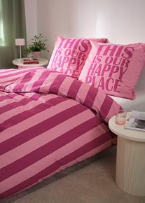 bonprix Lenjerie de pat din material cu bumbac, roz, 1x 80/80 cm, 1x 135/200 cm