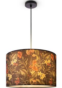 Paco Home Pendelleuchte "Hugo Flower", schwarz, &Oslash; 45,5cm H: 27cm, Leuchten, Schlafzimmer Pendelleuchte Wohnzimmer Blumen Stoff Lampenschirm, Pendelleuchte