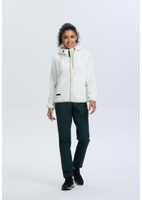 Strickfleecejacke Icepeak "Icepeak AALET", Damen, Gr. XL, wei&szlig; (natural wei&szlig;), Obermaterial: 100% Polyester, normal, Jacken Strickfleecejacke, mit fester Kapuze und Kordelz&uuml;gen, mit Rei&szlig;verschlusstaschen