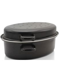 Kr&uuml;ger Br&auml;ter KR&Uuml;GER, schwarz, B:27cm H:10,5cm L:34cm, T&ouml;pfe, Br&auml;ter, mit Chromrand, Induktion