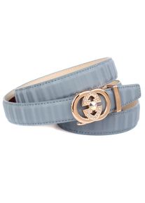 Lederg&uuml;rtel Anthoni Crown, Damen, Gr. 80, blau (hellblau), Leder, unifarben, festlich, G&uuml;rtel Lederg&uuml;rtel, mit goldfarbener Automatik Schlie&szlig;e, Metallschlaufe