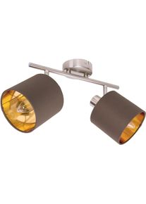 N&auml;ve N&Auml;VE Deckenleuchte "Maron", braun, 2, &Oslash; 12cm H: 20,7cm, 1 Stk., Leuchten, 2er Deckenleuchte, Wandleuchte, Spot, 2xE14 max. 40W, Metall/Textil, Deckenleuchte