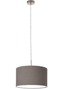 Eglo H&auml;ngeleuchte "Pasteri Pendellampe, H&auml;ngelampe, Stahl und Stoff, E27, Esszimmerlampe", silberfarben, 1, &Oslash; 38cm H: 110cm, 1 Stk., Leuchten, Textil Pendelleuchte, H&auml;ngeleuchte aus Stahl und Stoff, E27, &Oslash;: 38 cm, H&auml;ngeleuchte